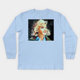 Marilyn Blue Kids Long Sleeve T-Shirt